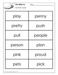 Word Wall Words for the Letter P
